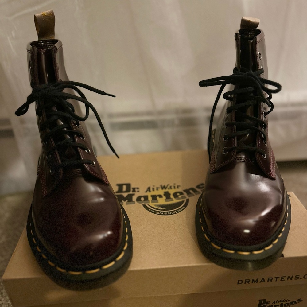 Dr. Martens Dark Red Combat Boots - Picture 5 of 8